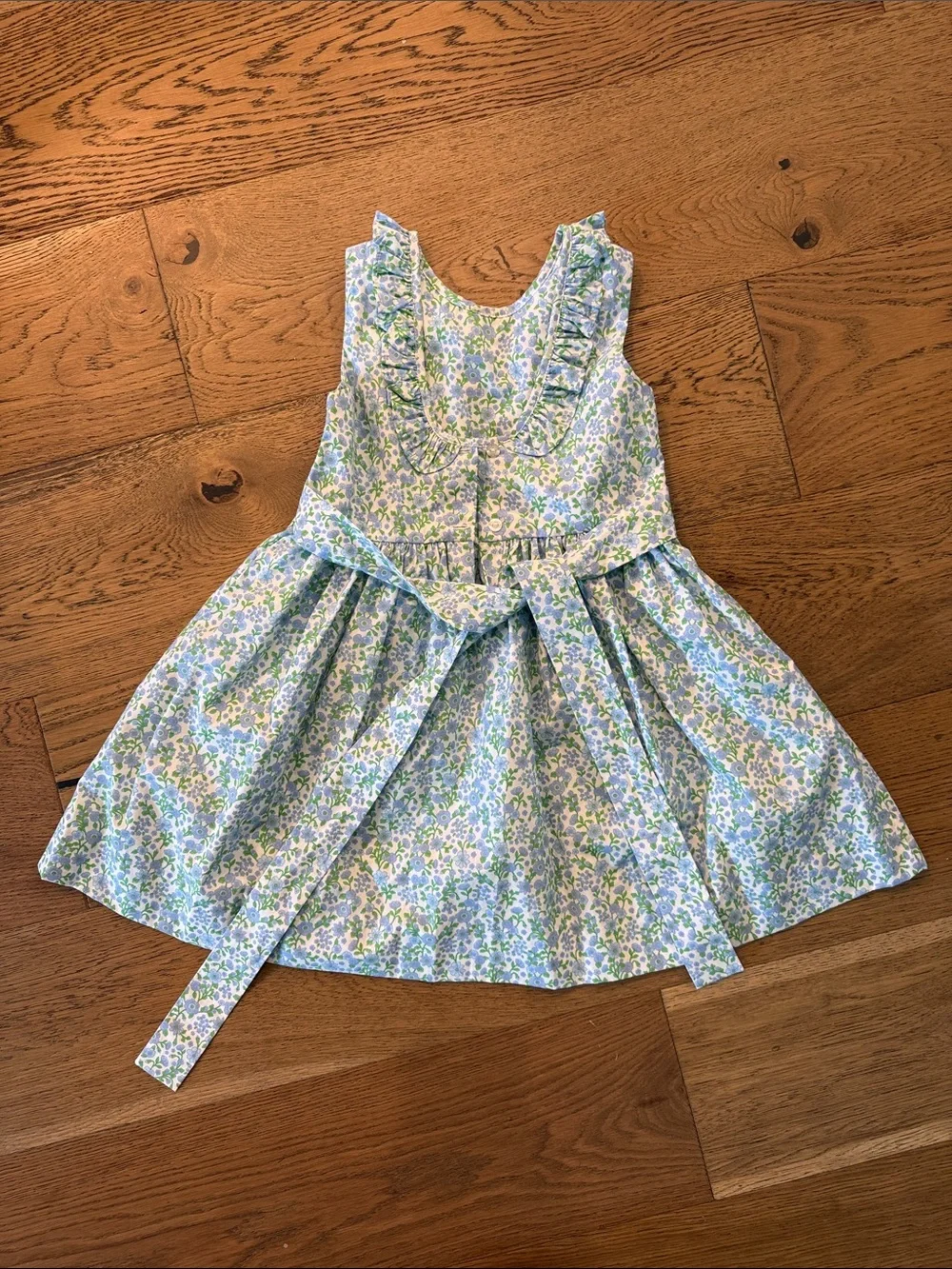 Little English Blue & Green Floral Ruffle Dress
